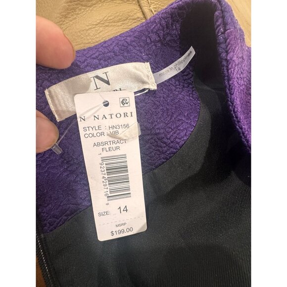 Natori Abstract Fleur Purple & Black Textured Sleeveless Dress Size 14 NWT - Picture 3 of 9